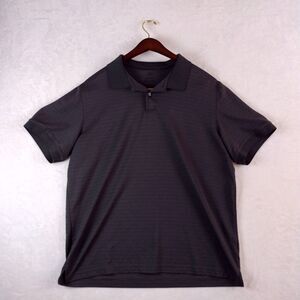 Athletic Works Men's Size XL Black Fashion Polo Shirt Shadow Striped